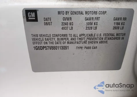 2008 Cadillac Cts Standard z USA, uszkodzony, nr VIN 1G6DP57V880113091